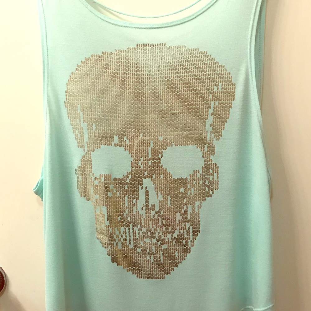 Gold Skull Cut Out Back Tank Top